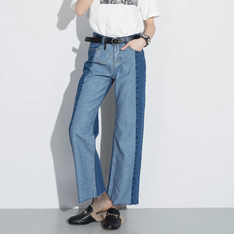 

High Waist Jeans Real Cotton Enzyme Wash Fly Mid 2017 Spring And Summer New Europe The Street Color Jeans Loose Female Belt