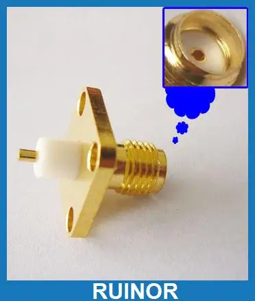 100pcs Copper SMA Female with 4 Holes Flange Connector