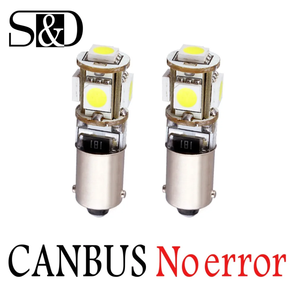 

2pcs BA9S LED T4W H6W CANBUS LED Bulbs Error Free 5SMD 5050 6000K Car Interior Lights License Plate Lamp Auto 12V
