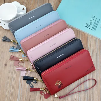 

INS 2018 Christmas Lady Long Wallet Soft Wristband Money Bag Vintage PU Leather Clutch Bag High Capacity Fine Women Coin Wallet