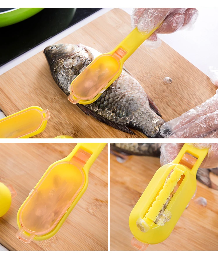 Kitchen Gadget Cooking Tools Fish Cleaning Knife Skinner Fish Skin Scraper Creative Platic Fish Scales Fishing Cleaning Remover