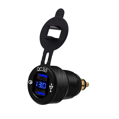 

Power Socket Car Quick Charger QC 3.0 4.2A Aluminum Dual USB Moto Cigarette Lighter for BMW LED Display Outlet Adapter