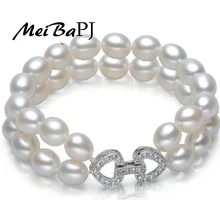 

100% Natural Real Rice-shape Freshwater Pearl Bracelet and Bangle for Wedding jewelry