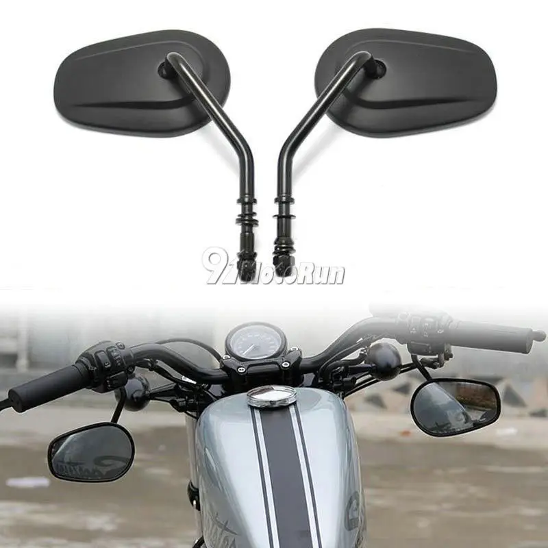  Black Tapered Teardrop Rearview Mirrors For Harley 