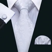 New Arrivel Hand Made Jacquard Woven Silk Mens Ties Neck Tie White Paisley Ties Men Suit Wedding Gravatas Ties FA-5074