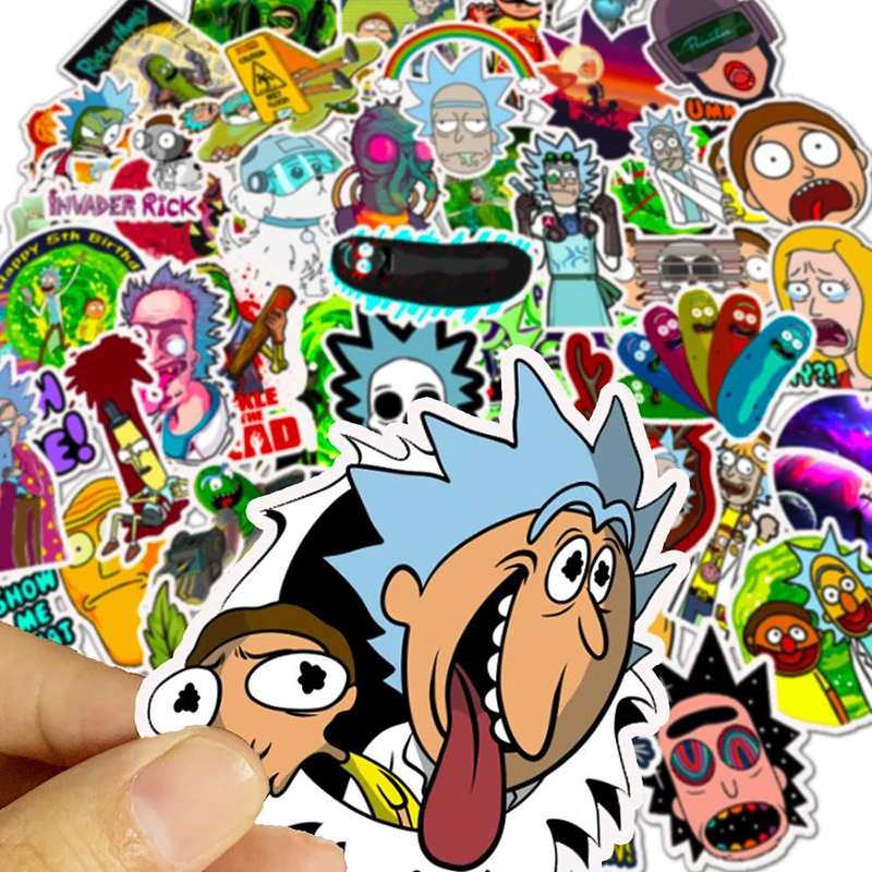 50pcs Drama Rick And Morty Stickers Decal For Snowboard Laptop Luggage Car Fridge DIY Styling Vinyl Home Decor Pegatina