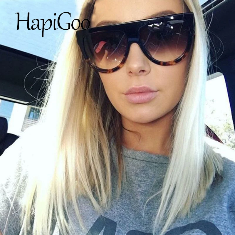 HapiGOO 2019 новый Винтаж Flat Top негабаритных градиент солнцезащитные очки для женщин