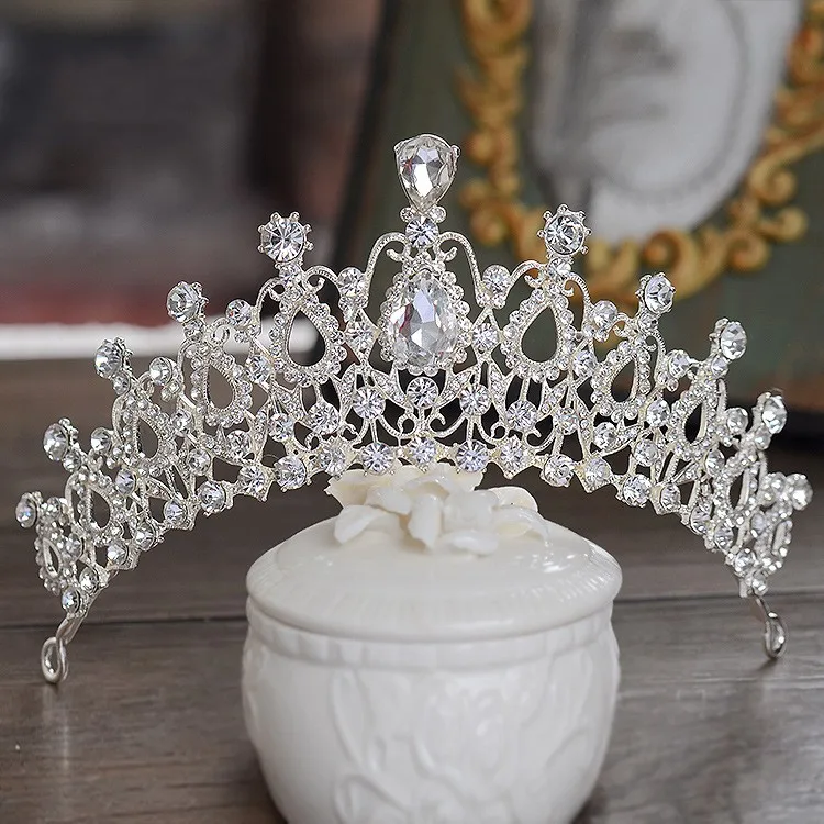 Модный серебряный с кристаллами, наборы свадебных ювелирных изделий для невесты, женские Стразы, ожерелье, серьги, корона, свадебные ювелирные изделия, аксессуары