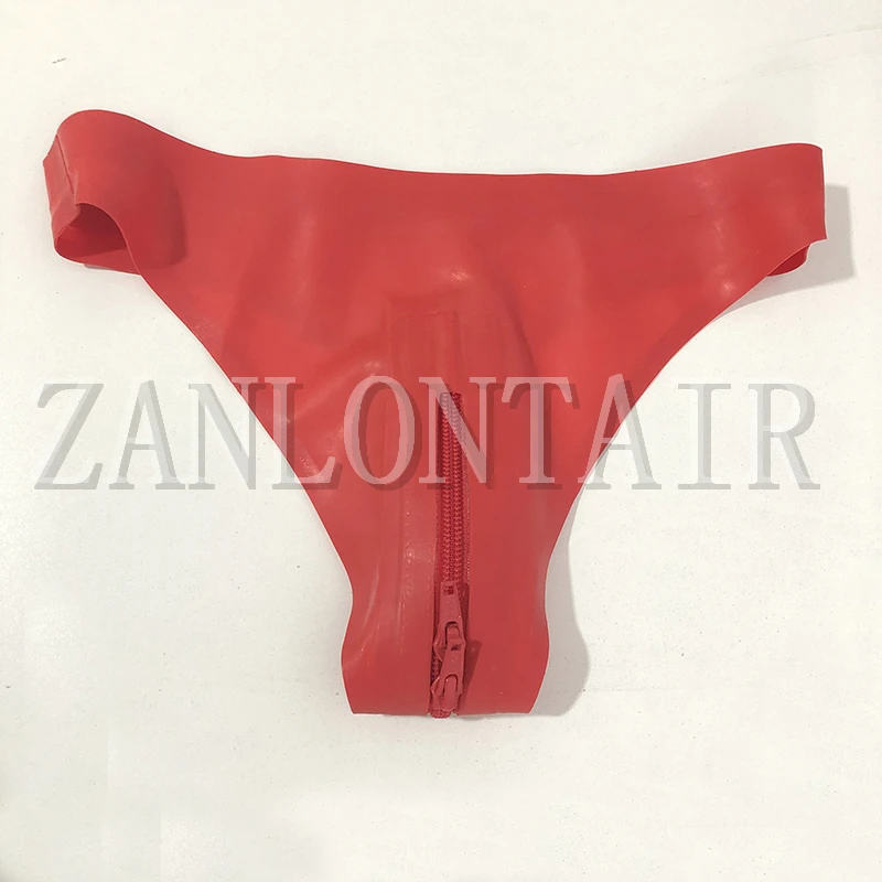 

handmade sexy exotic lingerie women female red latex open crotch zipper boxer briefs thong pants under shorts underwear cekc zen