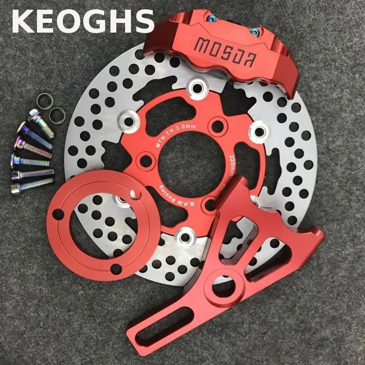 

Keoghs Motorcycle Rear Brake System One Set 4 Piston Brake Caliper/220mm 70mm Disc/adapter For Honda Yamaha Scooter Dirt Bike