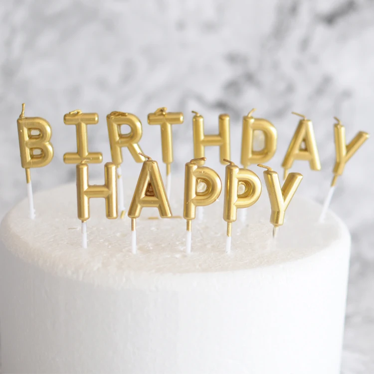 

Gold Sliver Happy Birthday Letter Cake Birthday Party Festival Supplies Lovely Birthday Candles for Kitchen Baking Gift