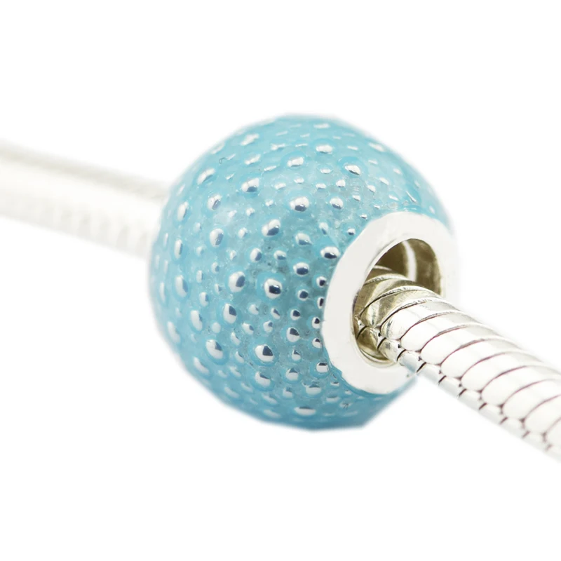 

Aqua Enchantment Silver Beads for Jewelry Making Blue Enamel Round Beads DIY Silver 925 Jewelry Beaded Beads for Women Bracelets