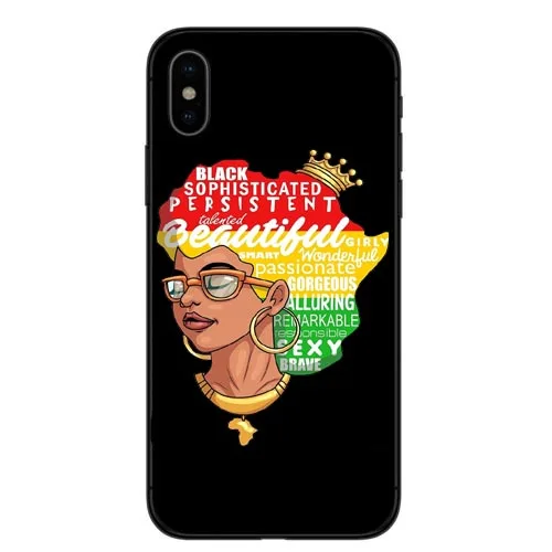 Модные африканские девушки Жесткий ПК телефон чехол для iPhone 7 XR XS Max 6 S Plus 5 5S SE 8 Melanin
