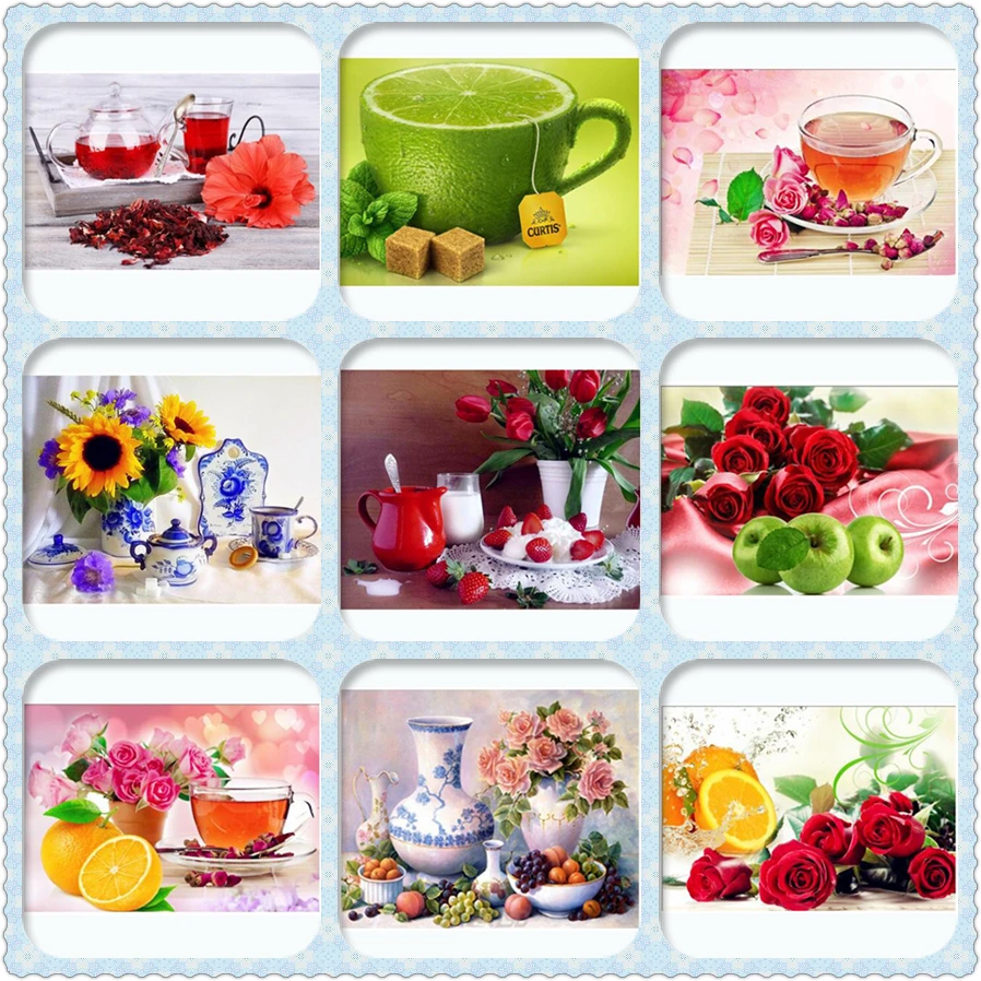

Fruit cup 5D Diy Diamond Painting Embroidery 3D Diamond Painting Mosaic Pictures Of Rhinestones Crafts floral Needlework ZC561