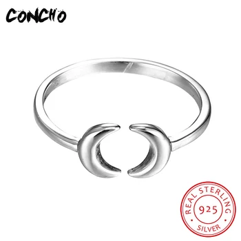 

2018 Limited New Arrival Bands Classic None Party Anel Feminino Concho Jewelry 925 Sterling Moon Shape Rings For Women