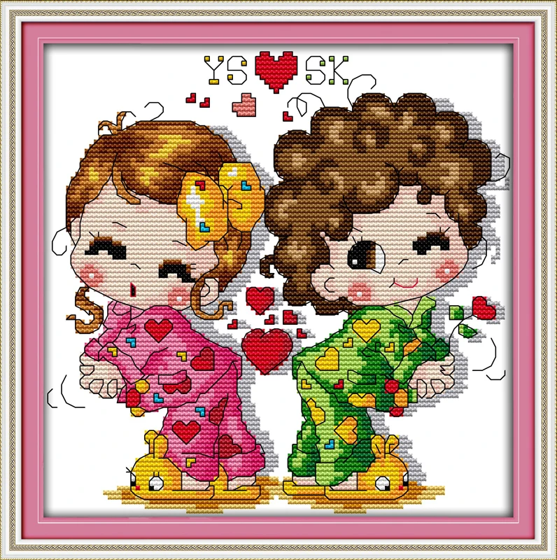 Sweet love day cross stitch kit 14ct 11ct count print canvas stitches embroidery DIY handmade needlework plus | Дом и сад