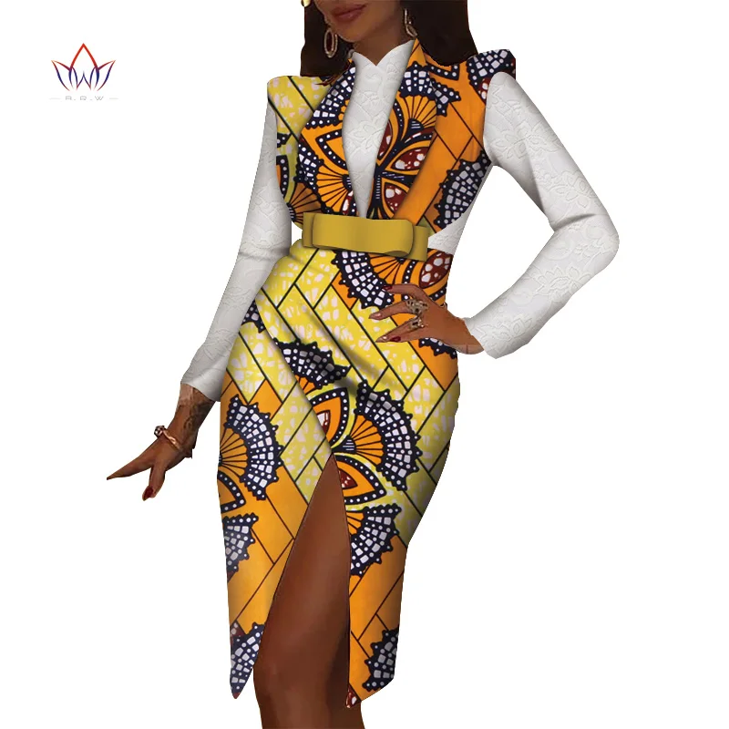 2019 летние африканские Дашики для женщин кружевная рубашка и платье комплект африканская модная одежда хлопок плюс размер BRW WY4612