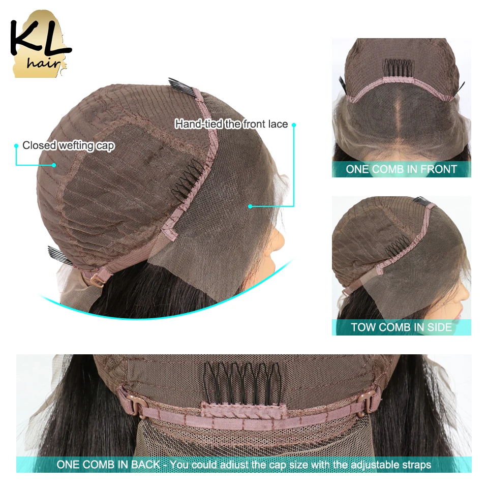 KL Hair 13*4 человеческие волосы на кружеве для черных женщин 180% Плотность перуанские волосы remy шелковистые прямые короткие парики