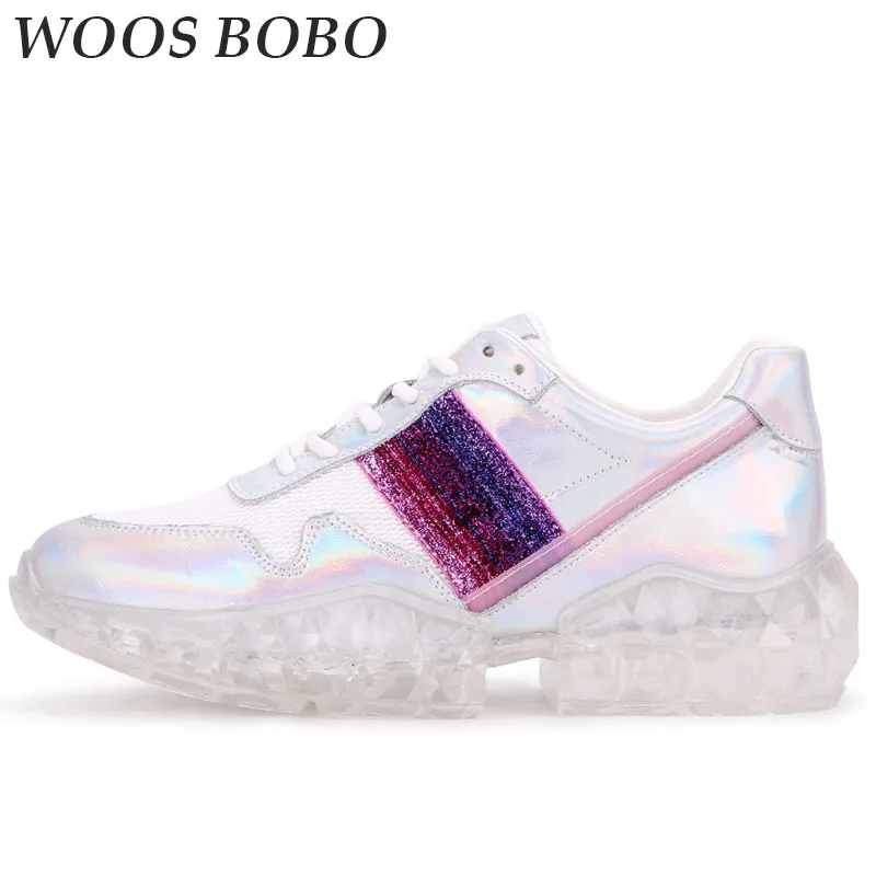 

BOBO Leisure Fashion Summer Breathable Mesh Womens Sneakers Mixed Colors Bling Round Toe Super Light Walking Shoes Woman Brand