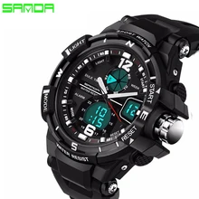 SANDA Marque 2016 Nouvelle Mode casual Montre-Bracelet Hommes Sport Militaire Montres Choc Hommes De Luxe Analogique À Quartz Led Montre Numérique