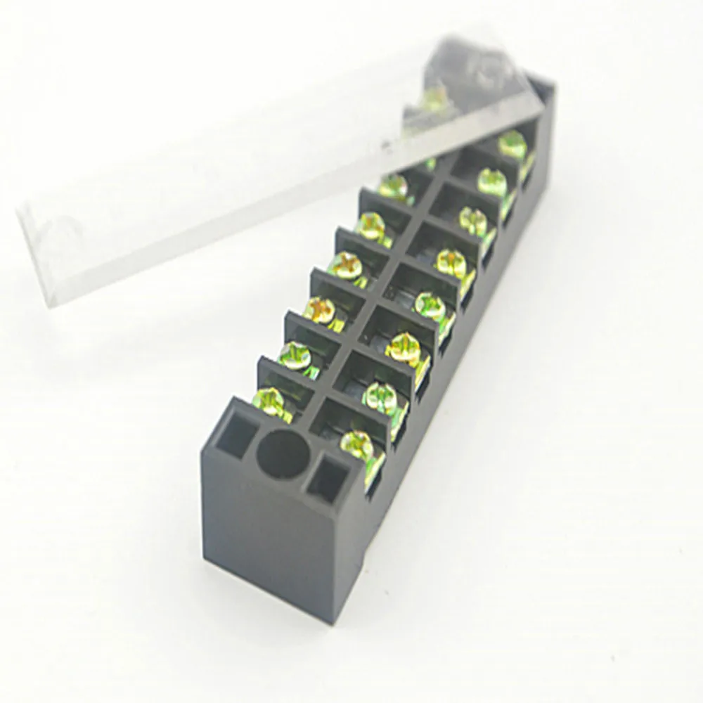 10Pcs Terminal block 600V 15A 8 Pin Dual Rows Covered Barrier Screw