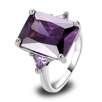 Wholesale Noble Amethyst  Decent  Silver Ring Size 7 8 9 10 New Fashion Jewelry  Gift  For Women