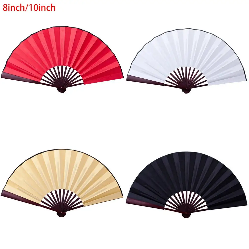 8 Inch/10 Inch Silk Cloth Blank Chinese Folding Fan Wooden Bamboo Antiquity Folding Fan For Calligraphy Painting Dropshipping