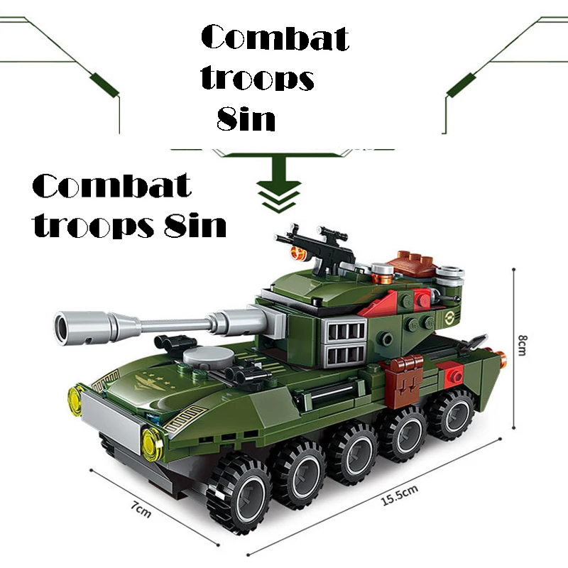 Enlighten 1803 8в1 Военная бронированная модель автомобиля строительные блоки Фигурки