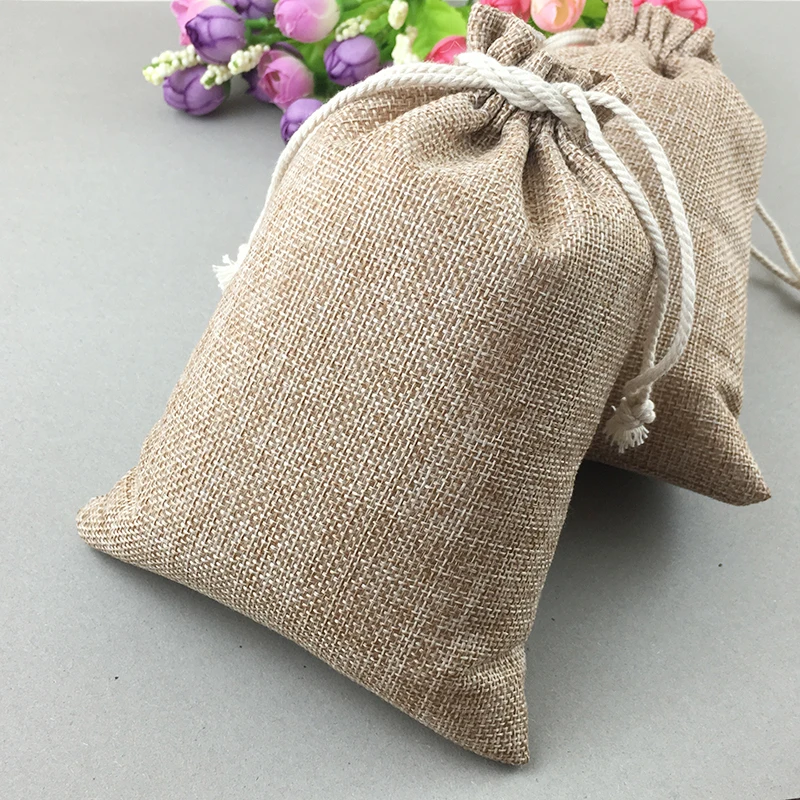 17*23cm Drawstring Sack Gift Bags Jute Packaging Display Jewelry Pouches Gift Bag Wedding Packing Bags For Travel Storage Bag