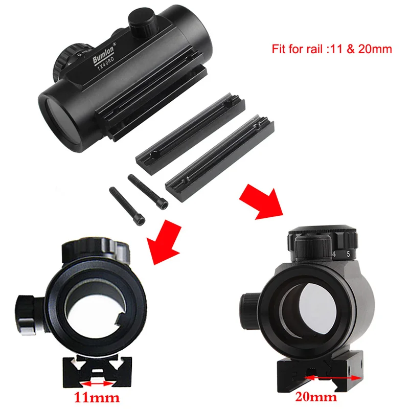 1 x 40mm Airsoft Cross Hari Red Green Dot Sight RL5-0024BL-13