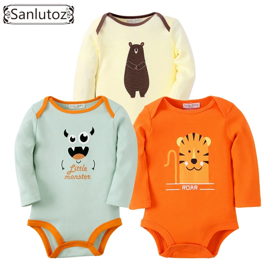 Sanlutoz/Детские Боди для мальчиков и девочек; комплект одежды для малышей; комбинезоны для новорожденных; одежда для малышей; хлопковый комбинезон с героями мультфильмов; комплект из 3 предметов - Цвет: R01R03R11