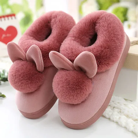 Fuzzy Bunny House Slippers For Women - Fluffy Memory Foam Indoor/Outdoor Slippers