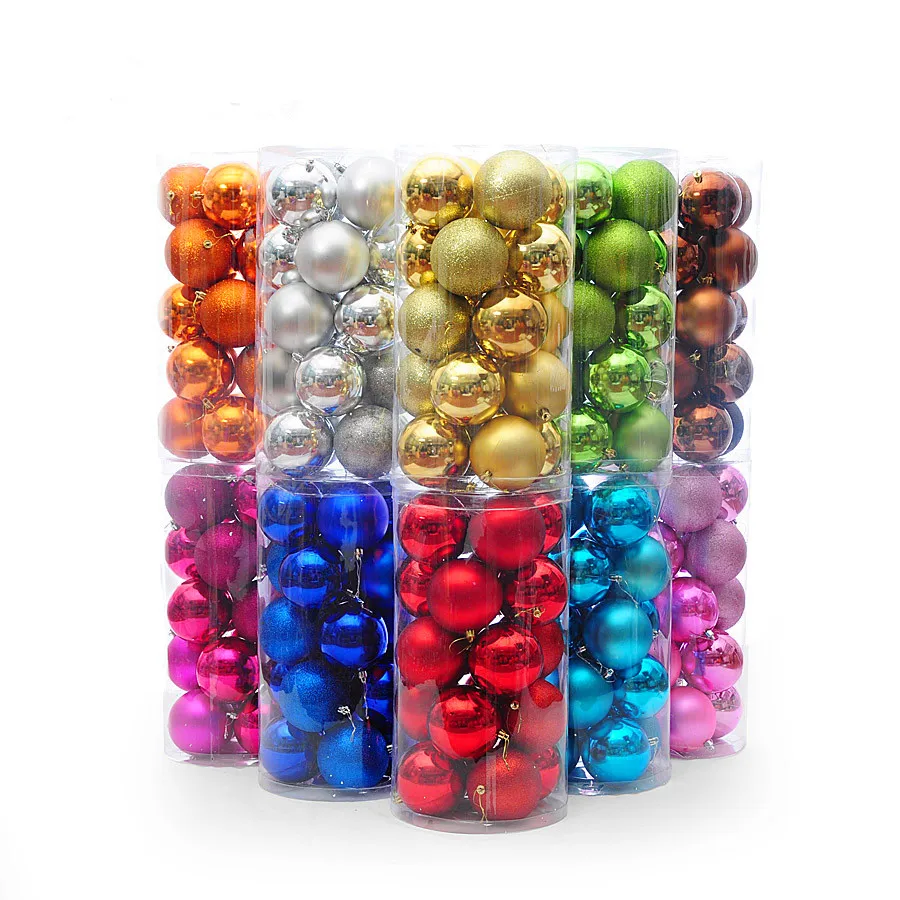 Navidad árbol Adornos mulitcolor Navidad bola 4 cm; 6 cm color brillante Santa Bolas de decoración 24 unids/pack envío libre