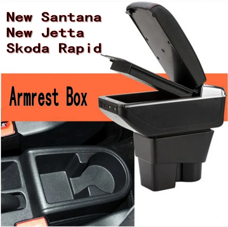 For VW Santana Jetta Rapid armrest box central Store content Storage box with cup holder ashtray