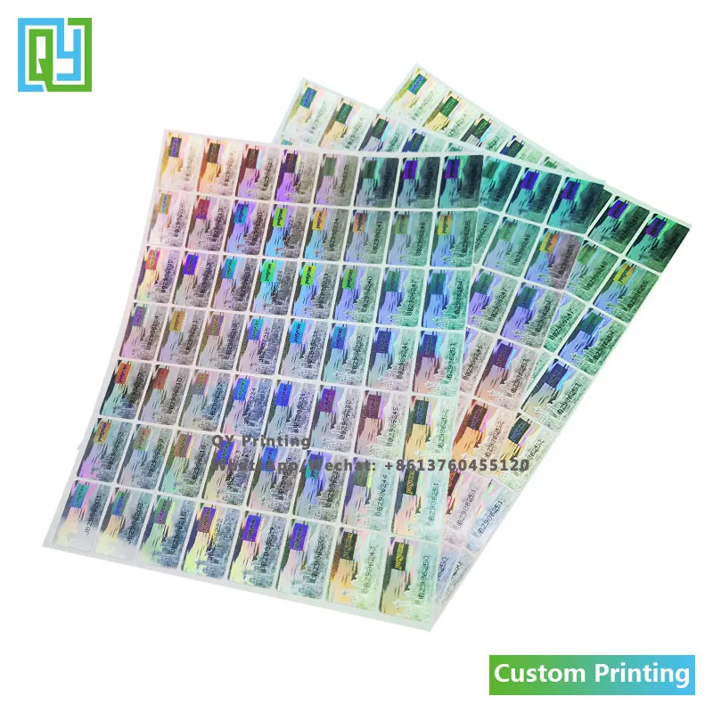 10000pcs 20x13mm 무료 배송 사용자 정의 인쇄 홀로그램 의류 레이블 강력한 접착 스티커 브랜드 마크 일련 번호 인감 태그
