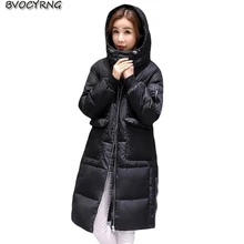 Новая зимняя коллекция года Для женщин Пуховики и парки для мужчин длинные теплая куртка с капюшоном пальто для Для женщин верхняя одежда Высокое качество Свободная верхняя одежда o774