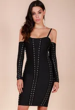 Top Qualität Schwarz Rot Langarm Weg Von Der Schulter Weberei Rayon Verband, Figurbetontes Kleid