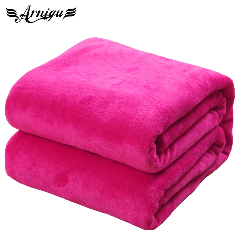 King size plaids 220x240cm 12 different colors sofa air bedding thin Throw solid color travel Flannel