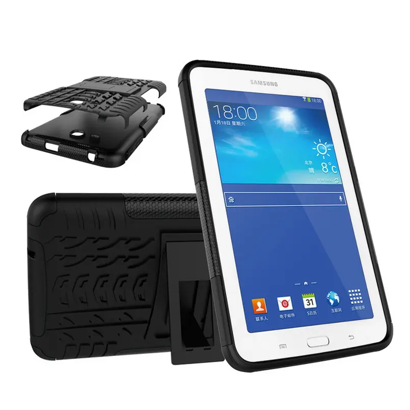 Чехол для планшета samsung Galaxy Tab 3 Lite 7,0 T110 TPU и PC чехол с рисунком шины для samsung SM-T111 T113 T116 Funda+ подарок - Цвет: Black