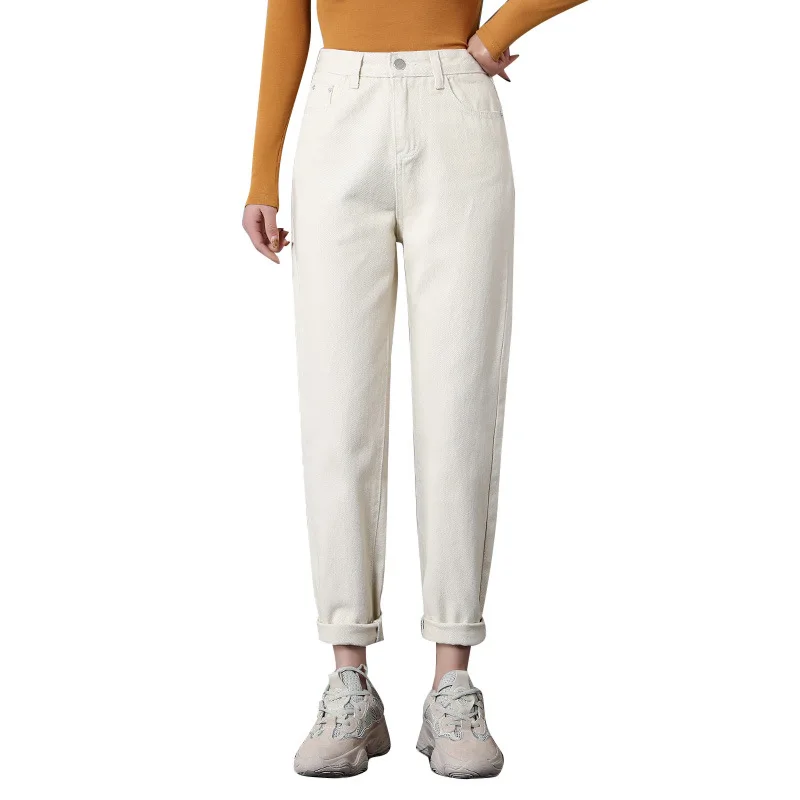 Aisiyifushi, винтажные Женские джинсы-бойфренды для женщин, женские штаны с высокой потерей, женские белые джинсы, мешковатые из джинсовой ткани, штаны для женщин s - Цвет: White