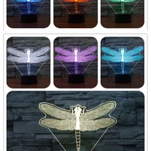 [Seven Neon], стрекоза, акрил, 7 цветов, настольная лампа, 3D лампа, новинка, светодиодный ночник, Миллениум, сокол, свет