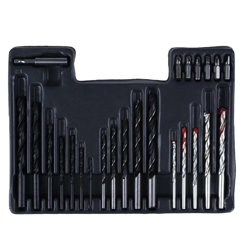 Drill Bit Set Screwdriver Bit and Wall Plug Set Include Metal Wood Masonry Drills Screwdriver