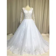 2017 Fashion Long Sleeve Beaded Lace A-Line Vintage Wedding Dresses Bridal Gowns Custom Made Size 2 4 6 8 10 12 14 16+ W23