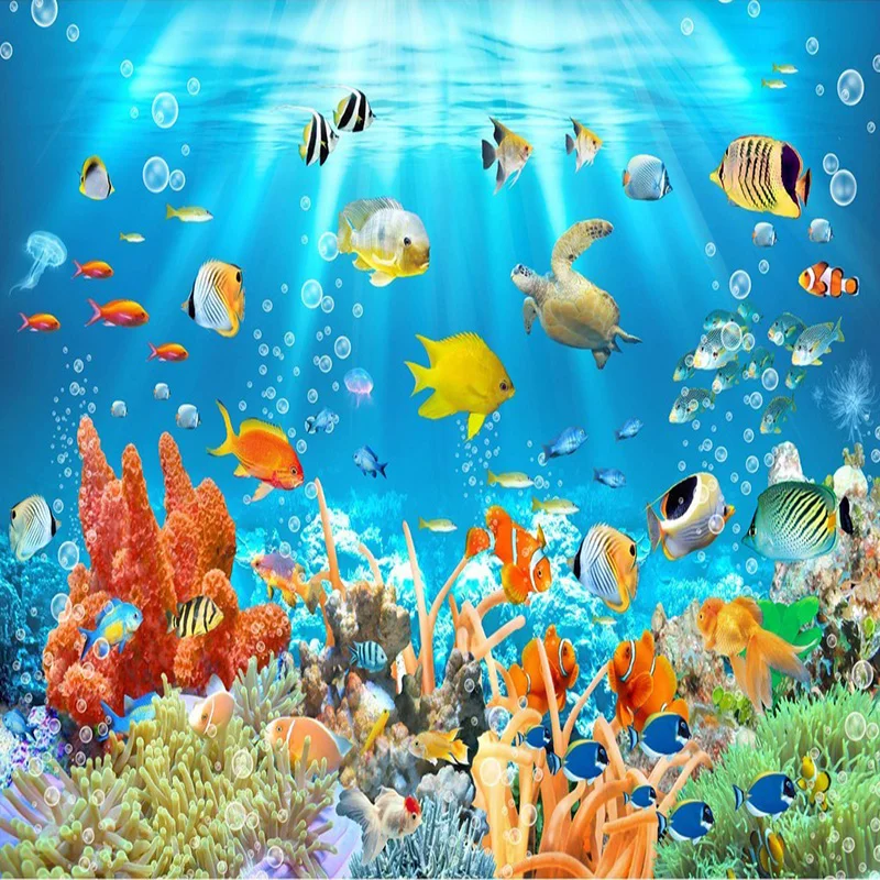 3D Kids Wallpaper Mural Underwater World Fish And Coral Photo Wall Paper  Children's Room Background Wall Custom 3D Wall Murals _ - AliExpress Mobile