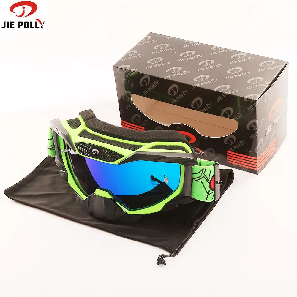

Jiepolly Motorcycle MX Goggles Helmet Mask Sunglasses Motocross Helmet Goggles Wind Proof Tear Off MTB Mountain Bike Sunglasses