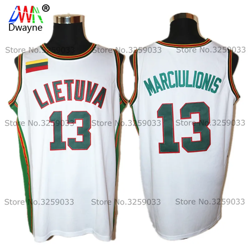 

Mens Dwayne Sarunas Marciulionis Jersey #13 TEAM lietuva Vintage Throwback Basketball Jersey MAN Basket Uniforms Stitched Shirts