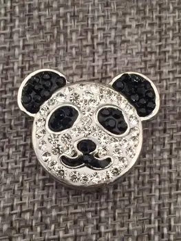 

20PCs Rhinestone Silver snap Metal charm mix colors Crystal panda Button Fit 18MM Snaps Bracelet Necklace Jewelry