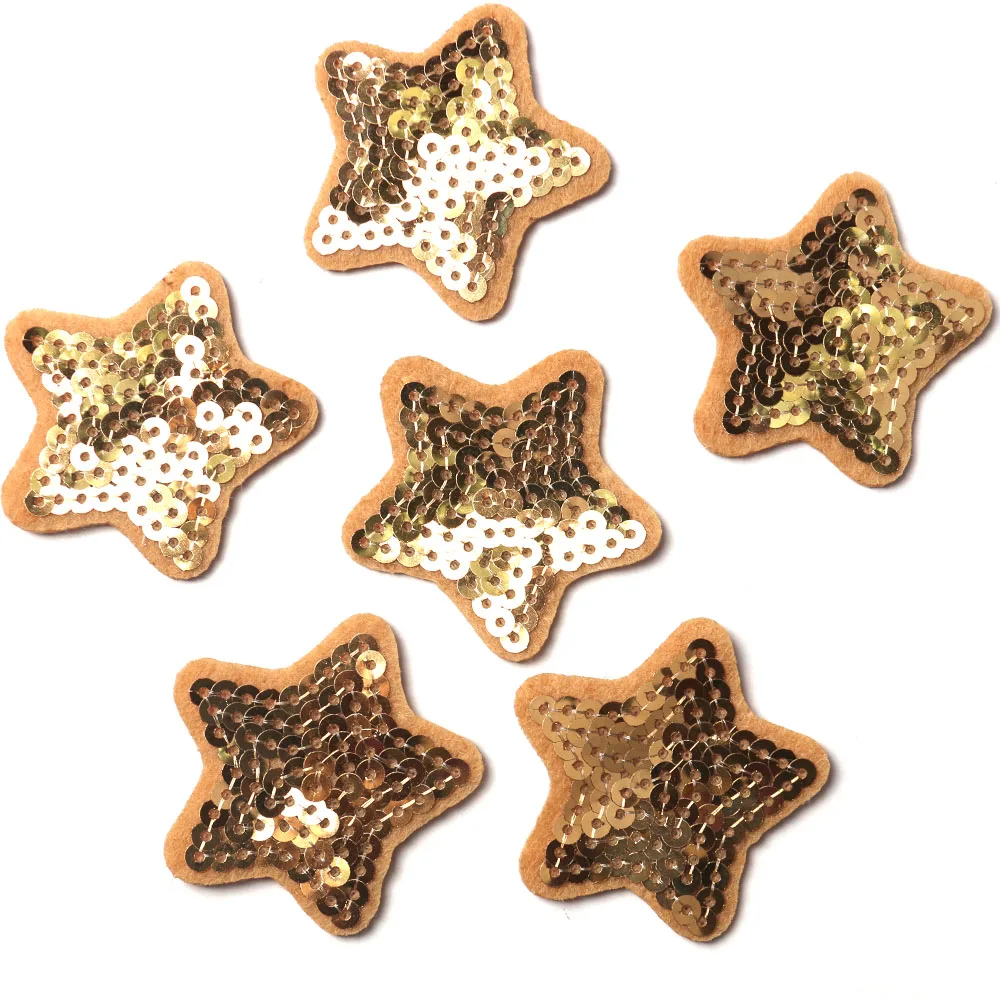 

Bling Sequined Five Stars Diy Accessory Sequins Applique Patches For Clothing Iron-on Cloth Bag Dress Stickers Decoration Etc.
