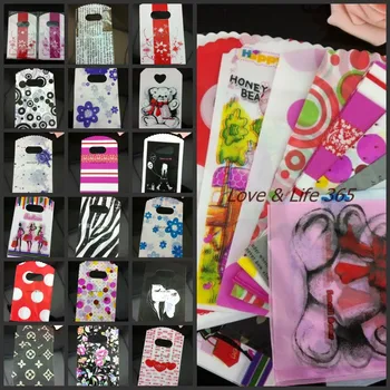 

Plastic Shopping Bag With Handle 200x 15X9cm Random Mixed Color Plastic Jewelry Bag Mini Gift Pouches For Boutique Free Shipping