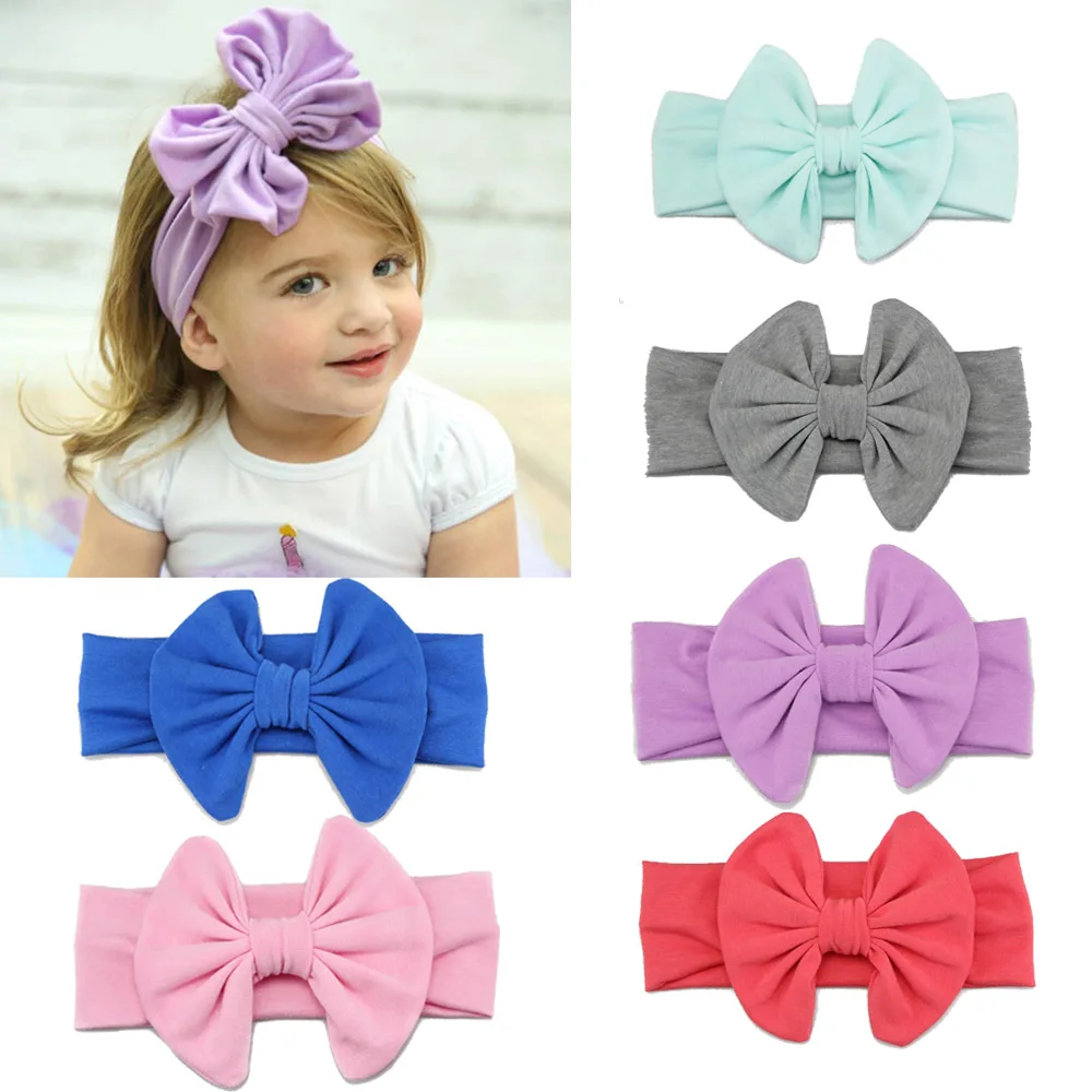 

2019 Cute Baby Apparel Accessories Headwear Headband Kids Rabbit Ears Elastic Solid Color Bowknot Hair Bands Accessories